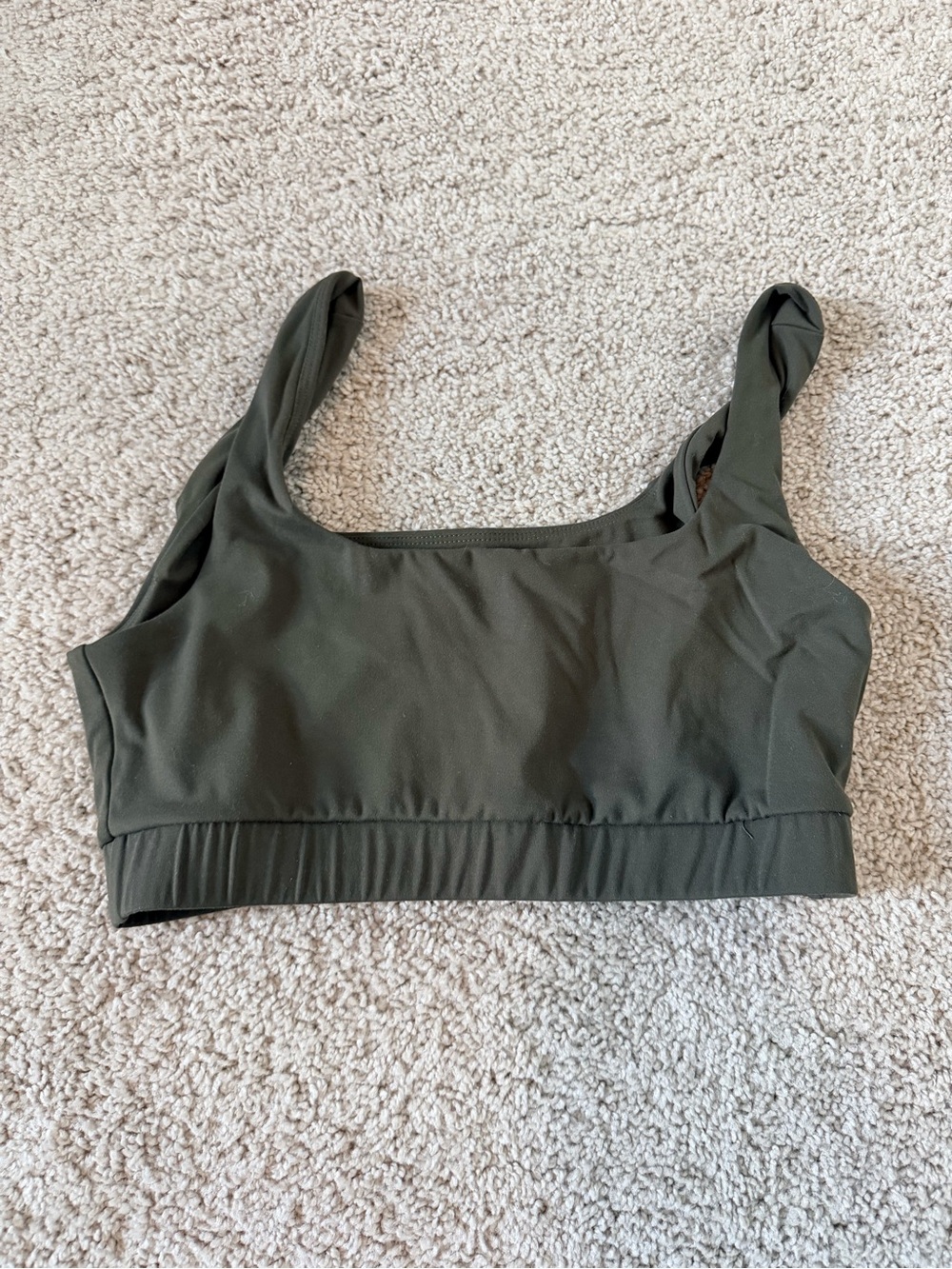 Strut This Women’s Olive Green Scoop Sports Bra